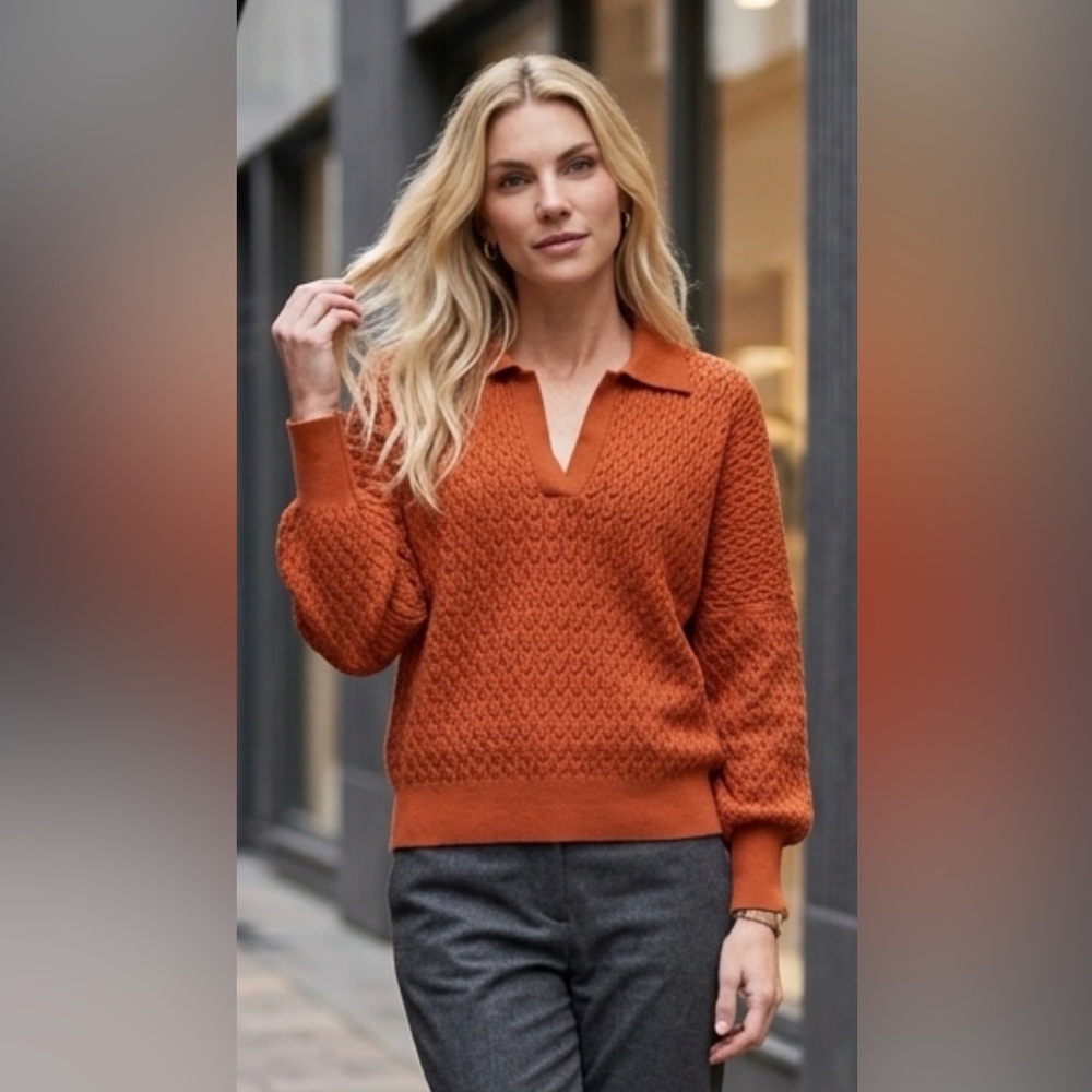 I Love Mr Mittens Sweater XS Cozy LUXURY Jumper Cotton Lace Polo Collar Relaxed